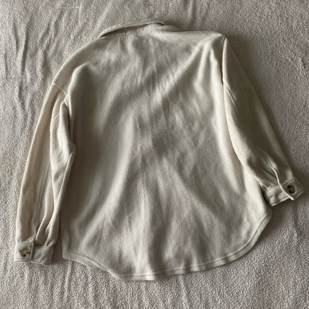 Wonderly Cream Fleece Shacket Button Up Jacket Size L - Picture 4 of 4